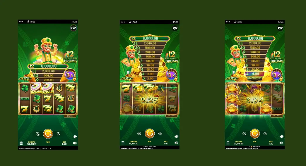 12 Pots of Gold Drums Mobile Playability