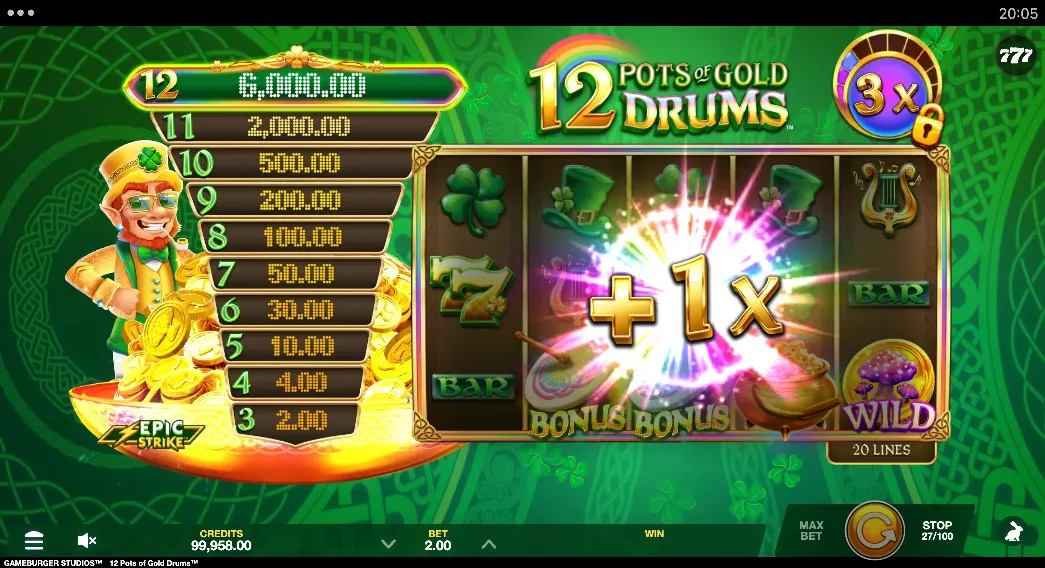 12 Pots of Gold Drums Multiplier